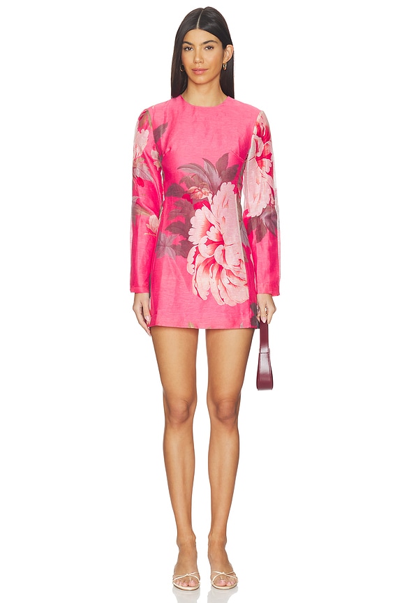 view 1 of 3 ROBE ALIZA in Peony Print In Fuchsia