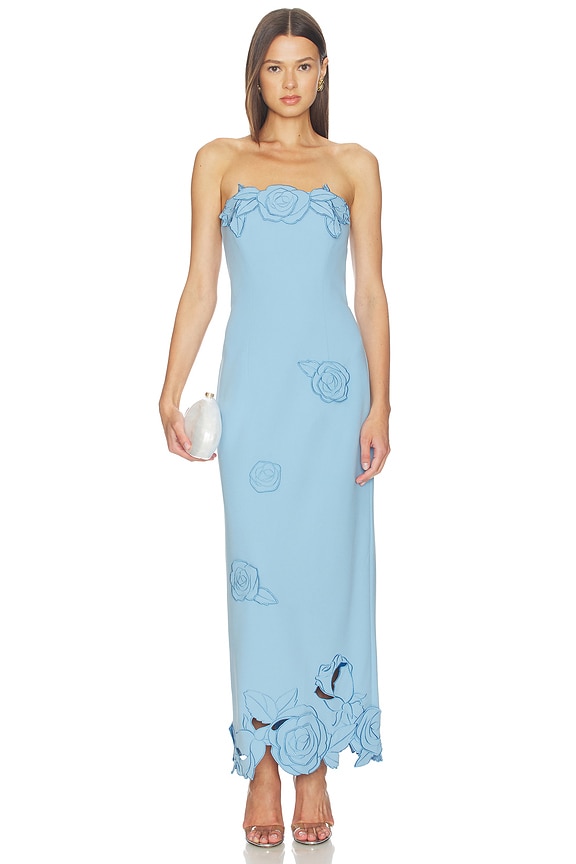 view 1 of 3 MAXIVESTIDO RAYNA APPLIQUE in Pastel Blue