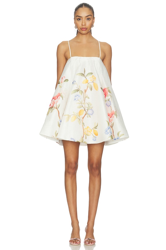 view 1 of 3 ROBE COURTE CAITLIN in Lemon Vine Print In Snow