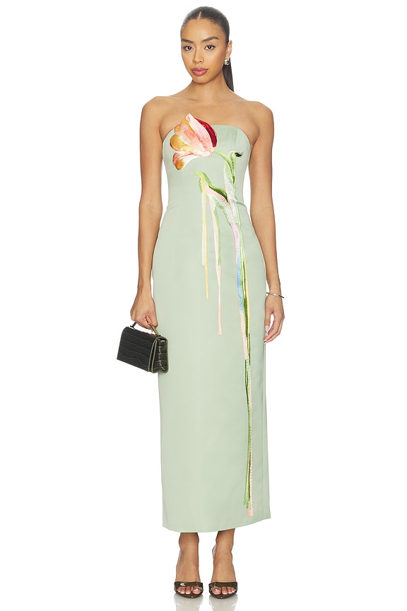 view 1 of 3 MAXIVESTIDO MARILYN in Tulip Print In Green