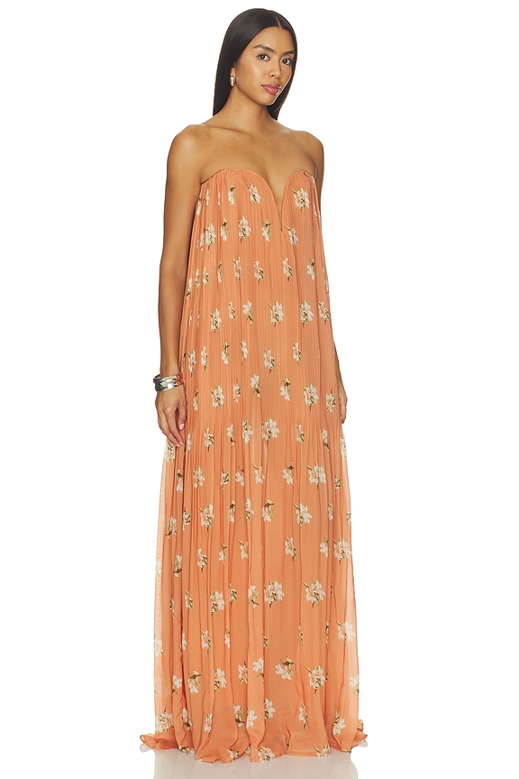 view 2 of 3 ROBE DE SOIRÉE DAHLIA  in Lily Print In Ochre