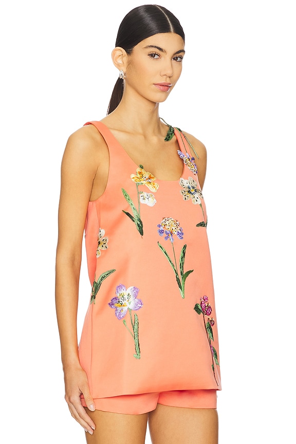 view 2 of 6 TOP BRODÉ HELAINE in Wild Flower In Coral
