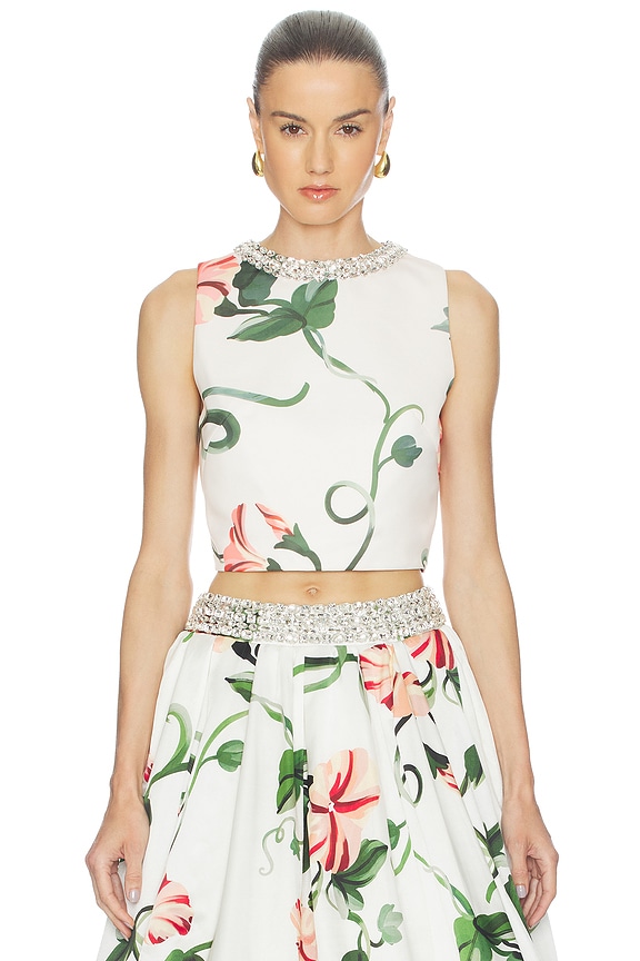 view 1 of 5 Iris Embellished Top in Vine Print In Snow