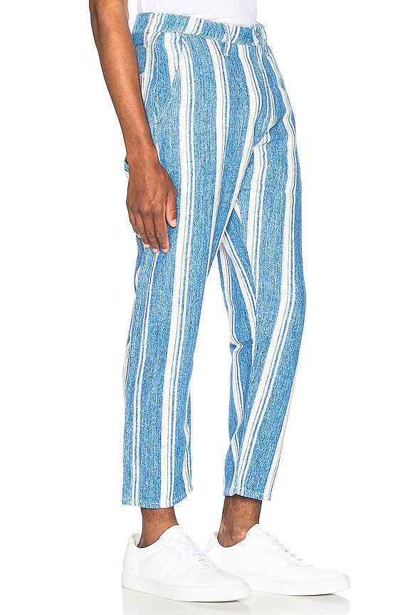 view 2 of 4 Draft Crop Carpenter Pant in Linen Stripe