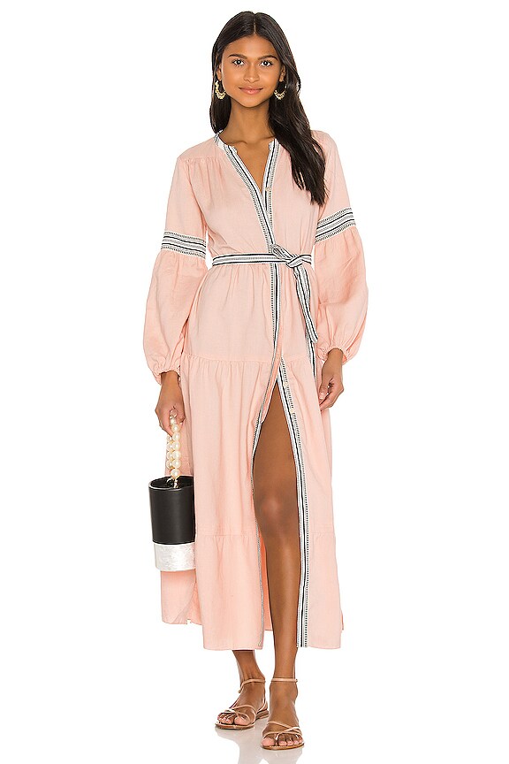 view 1 of 3 Koki Peasant Dress in Light Salmon