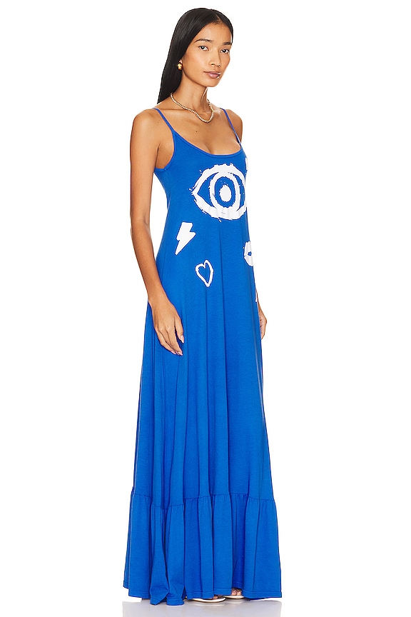 view 2 of 3 Beatrix Painted Evil Eye Dress in Ultramarine
