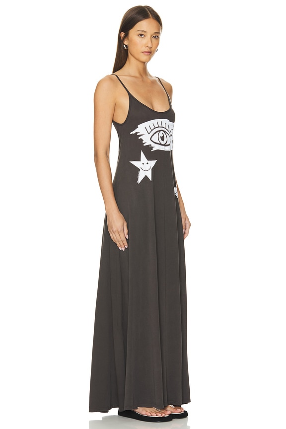 view 2 of 3 Berna Scribble Eye Elements Spaghetti Dress in Vintage Black