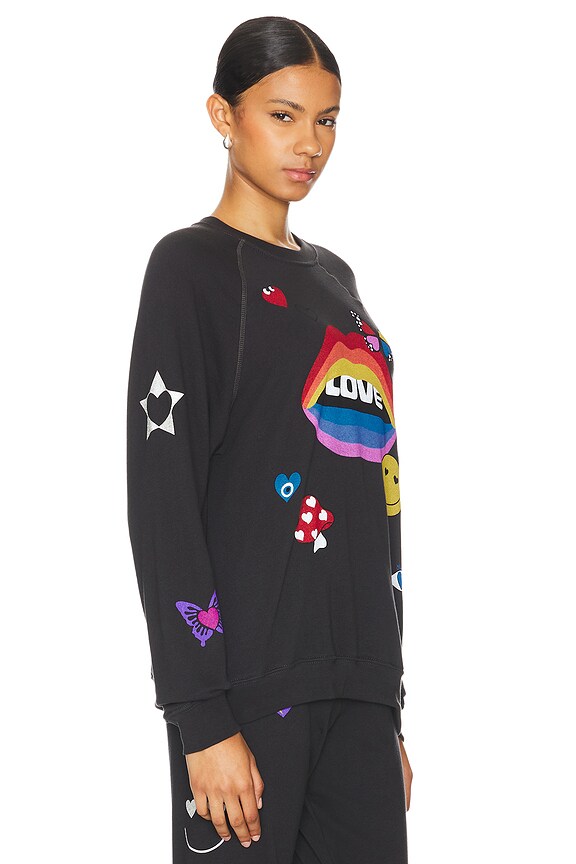 view 2 of 4 Anela Crew Neck Raglan Pullover Love Collage in Onyx