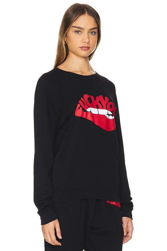 view 2 of 4 TOP RAS-DE-COU ANELA CREW NECK RAGLAN in Black