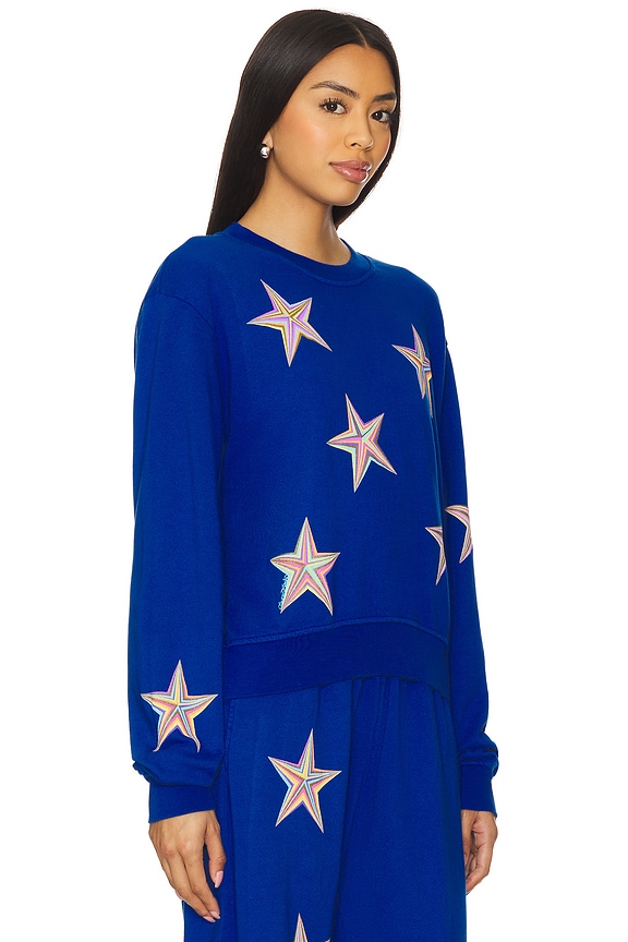 view 2 of 4 Spalding Color Pinwheel Stars Crop Pullover in Vibrant Blue