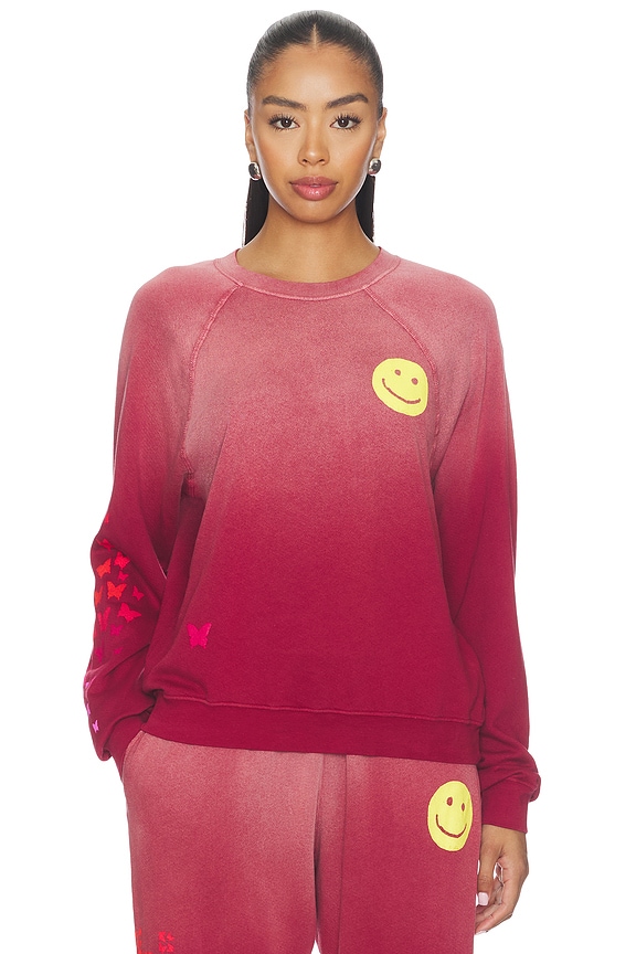 view 1 of 4 JERSEY ANELA CREWNECK RAGLAN in Maroon Ombre