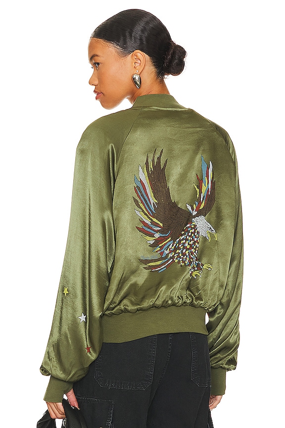 view 1 of 4 Mckay Vintage Eagle Bomber Jacket in Military & Orange