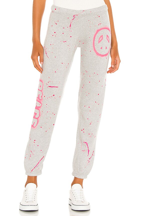 view 1 of 5 Brynn Sweatpant in Heather Grey & Pink Paint Splatter