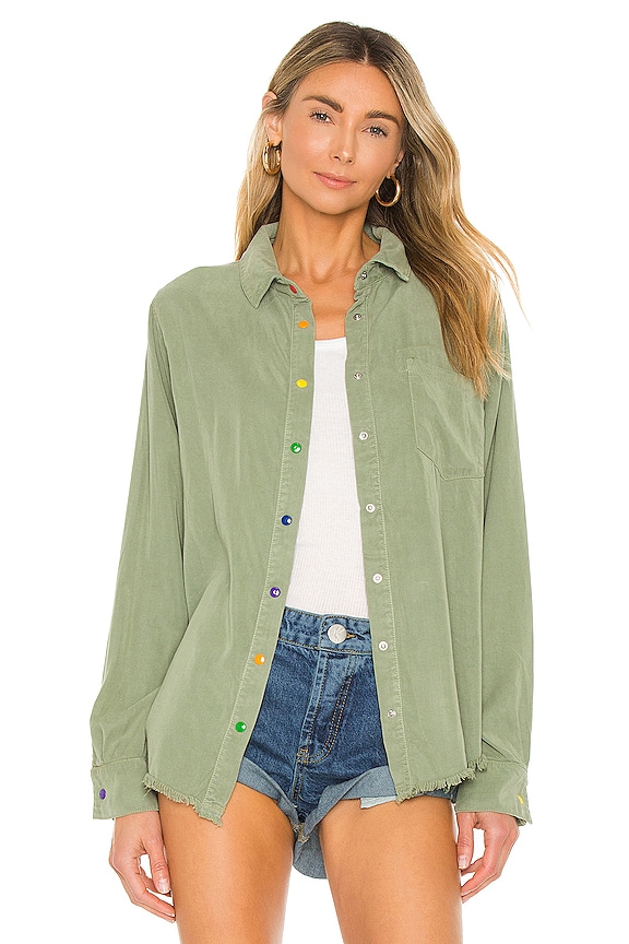 view 2 of 6 Pilar Rainbow Heart Shirt in Pine Green