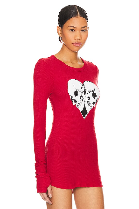 view 2 of 4 MCKINLEY SKULL HEART ロングスリーブトップ in Scarlet