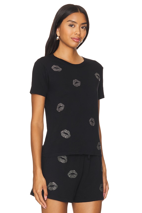 view 2 of 5 Ursula Short Sleeve Baby Tee Stud Kisses in Black