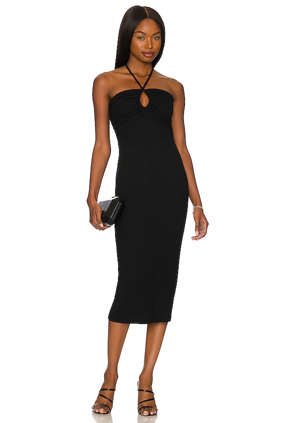 LNA Rami Halter Midi Dress in Black | REVOLVE
