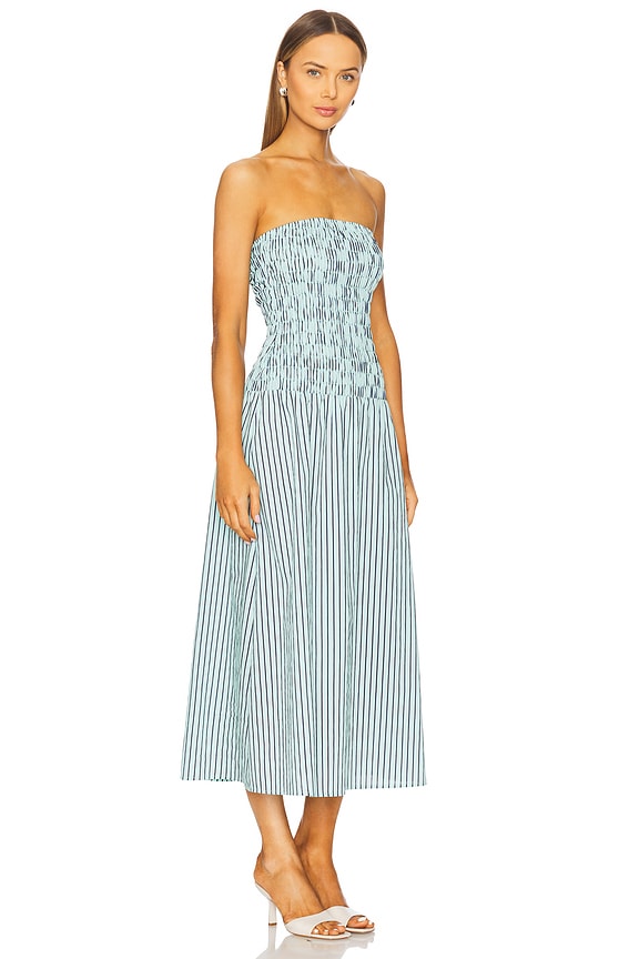 view 2 of 4 Kapaia Strapless Dress in Teal Navy Stripe
