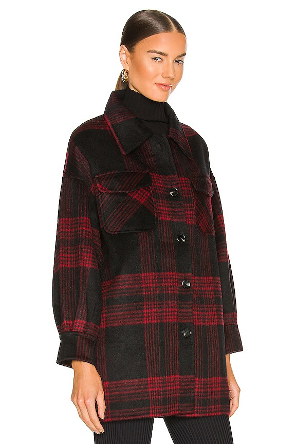 view 2 of 4 Oversized Plaid Jacket in Black Red Plaid