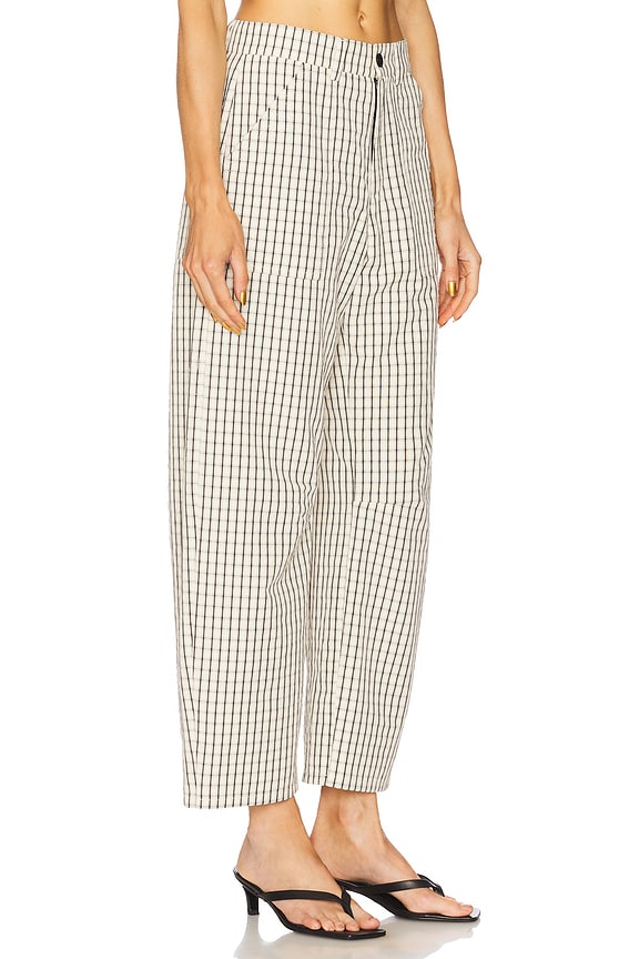 view 2 of 6 CROSS CHECK 調整可能なリボン付ギャザー入り袖 in Cream & Black Plaid