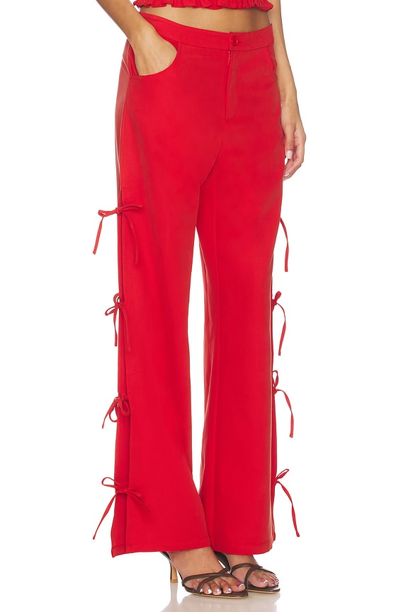 view 2 of 6 Delia Tie Side Pant in Red Chambray