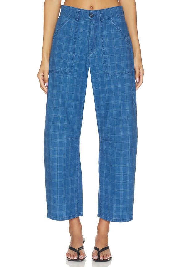 view 1 of 6 Cross Creek Plaid Pant in Vintage Blue Plaid