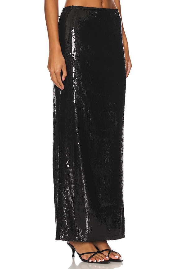 view 2 of 6 Elettra Sequin Column Skirt in Black