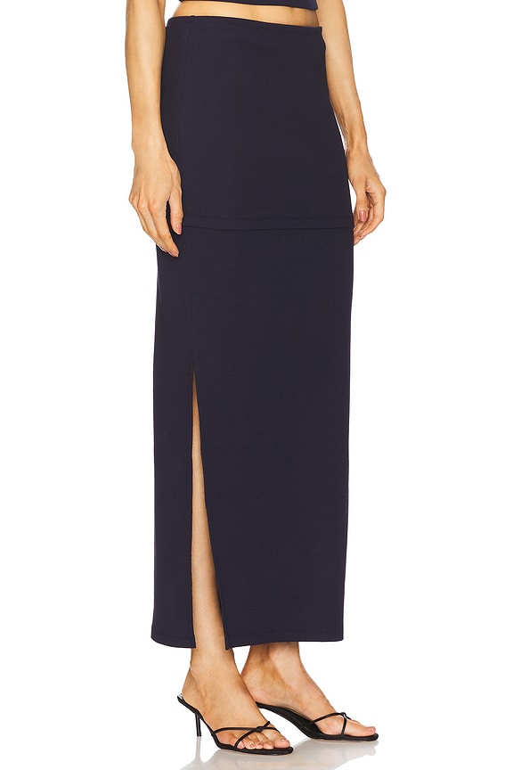 view 2 of 6 Lora Ribbed Skirt in Ink Blue