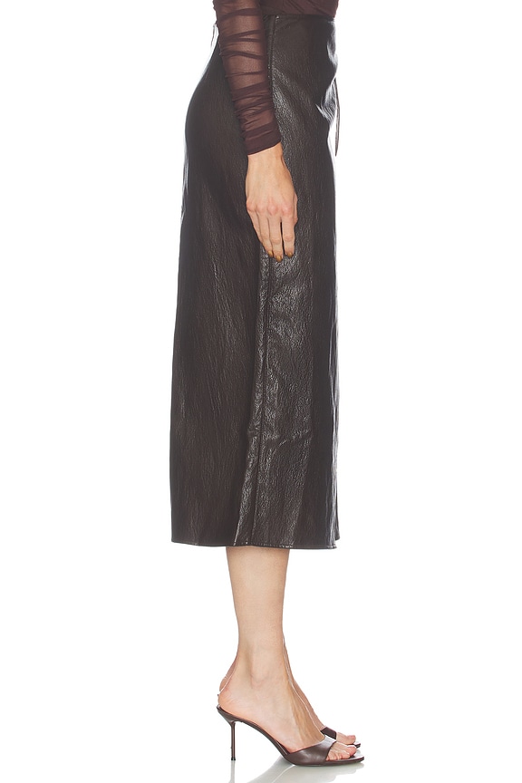 view 2 of 6 Vega Faux Leather Wrap Skirt in Brown