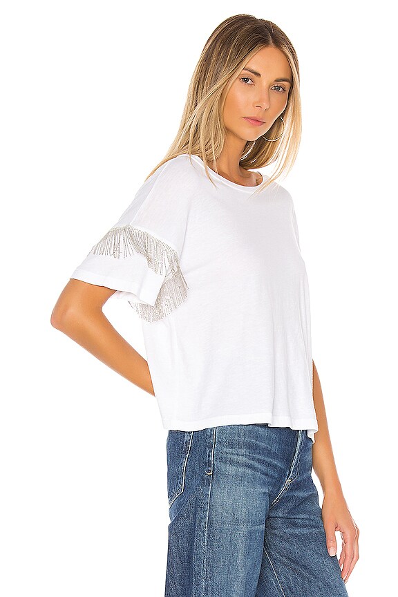 view 2 of 5 Shimmy Chain Fringe Tee in White