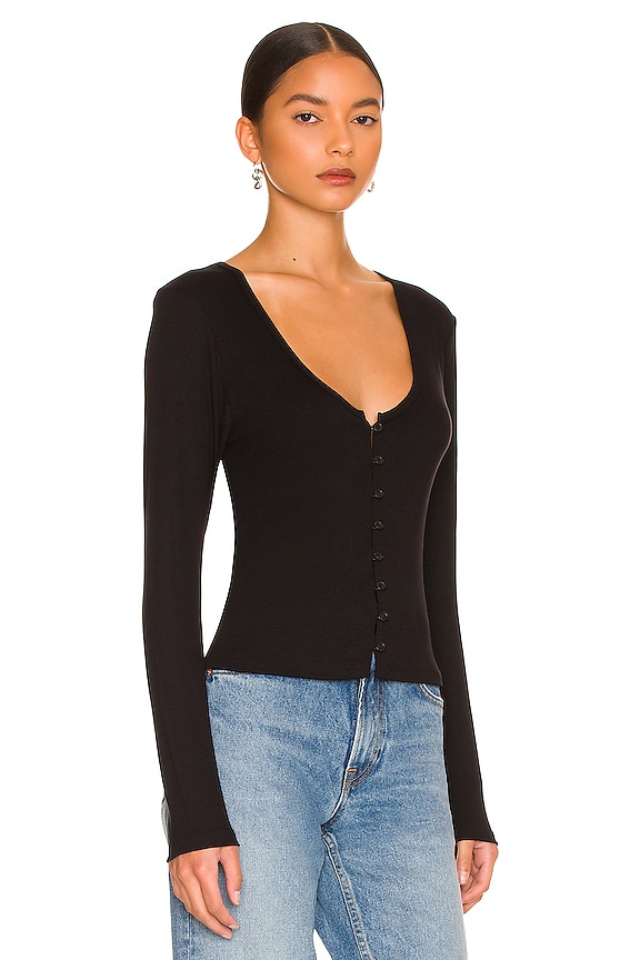 view 2 of 4 Novah Button Long Sleeve in Black