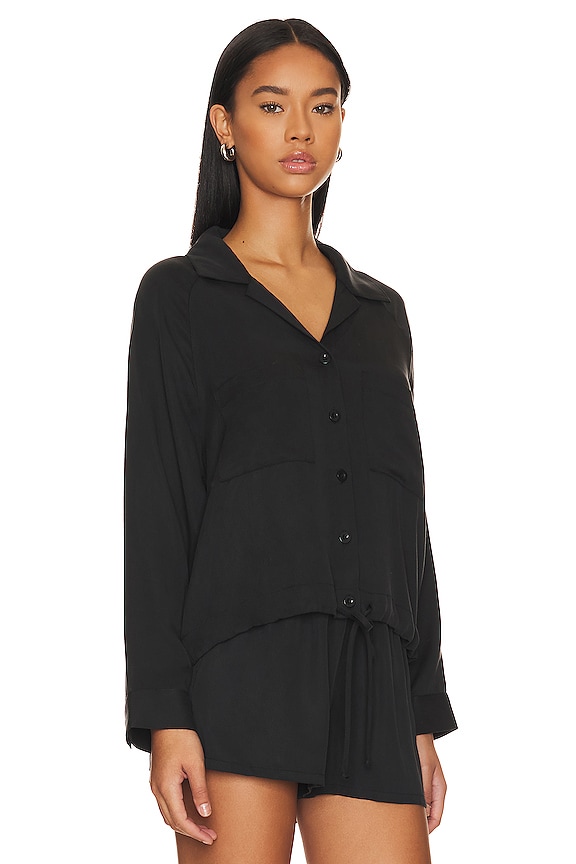 view 2 of 4 Drawstring Button Up in Pirate Black