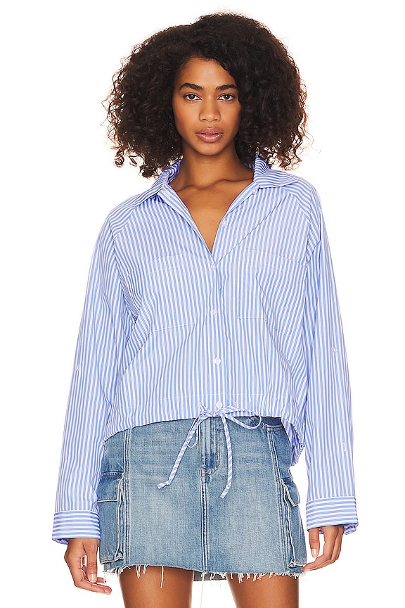 view 2 of 6 CHEMISE AVEC CORDON DE SERRAGE ALPINE in Blue & White Stripe