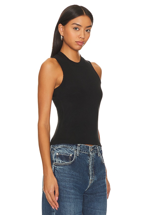 view 2 of 4 Brushed Rib Double Layer Tank in Black