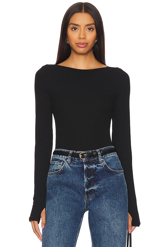 view 1 of 4 Bellina Ribbed Long Sleeve Top in Black