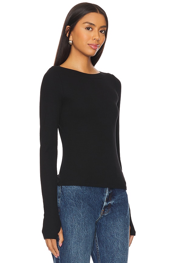 view 2 of 4 Bellina Ribbed Long Sleeve Top in Black