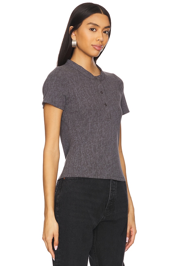 view 2 of 4 Xander Rib Henley Tee in Stone Wash Grey