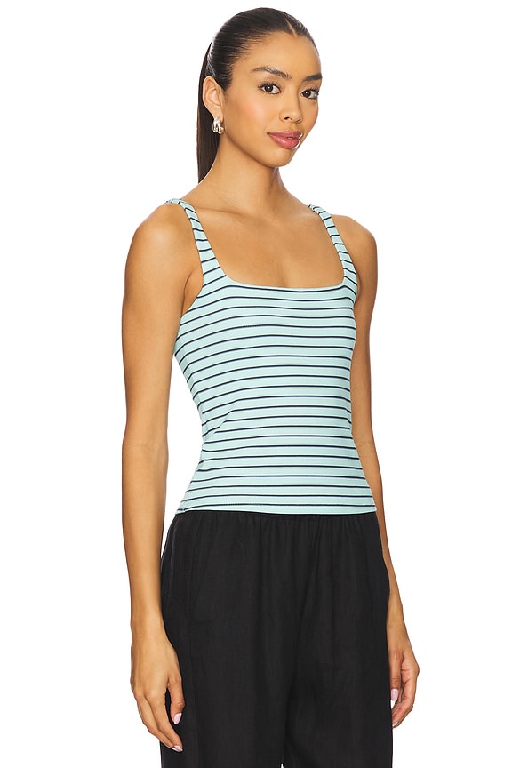 view 2 of 4 ABBY リブ付タンクトップ in Teal Stripe