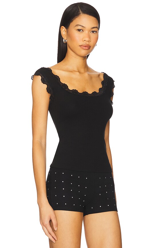 view 2 of 4 Cassidy Lace Ribbed Tank in Black