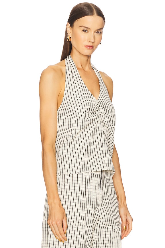 view 2 of 5 Cora Plaid Halter in Cream & Black Plaid