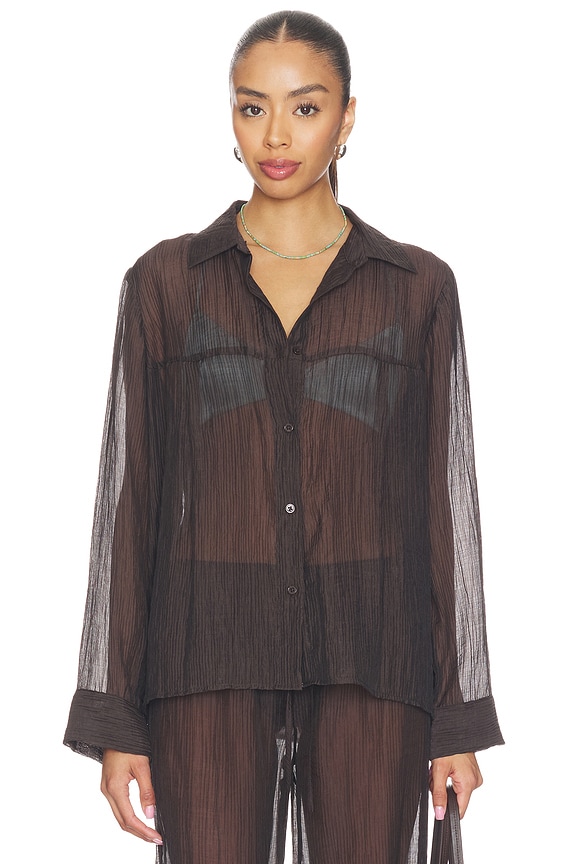 view 2 of 5 CHEMISE SYLVEE SHEER in Chocolate Black