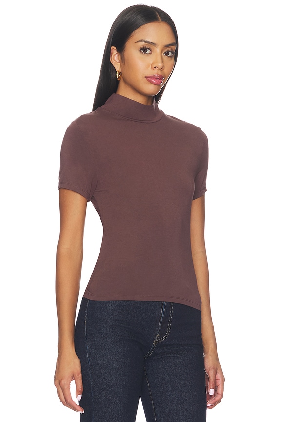view 2 of 4 Demi Fitted Mock Neck Top in French Roast