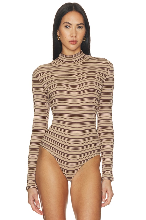 view 2 of 6 Air Bodysuit in Chocolate Stripe
