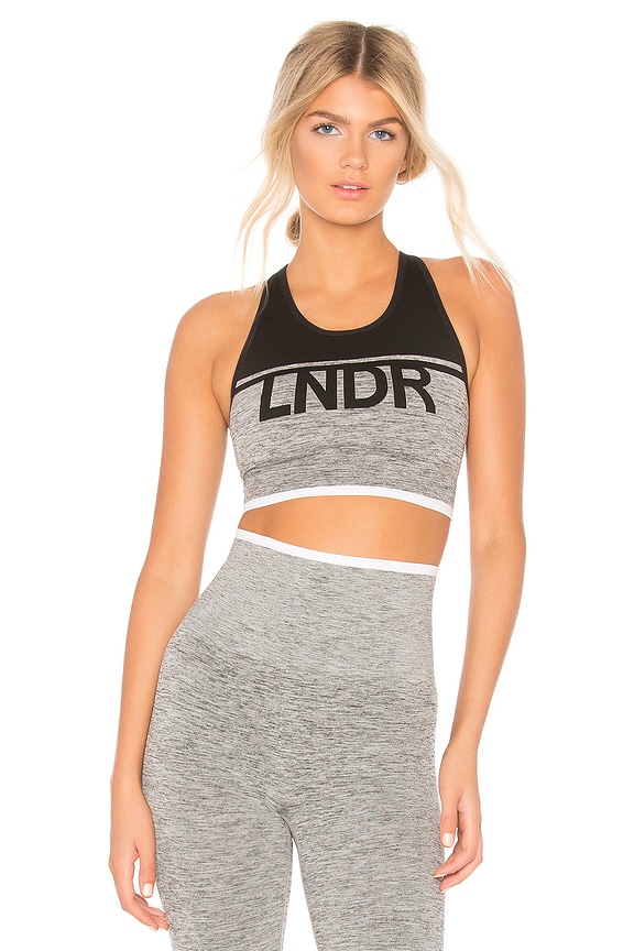 view 1 of 4 A Team Sports Bra in Grey Marl & Black