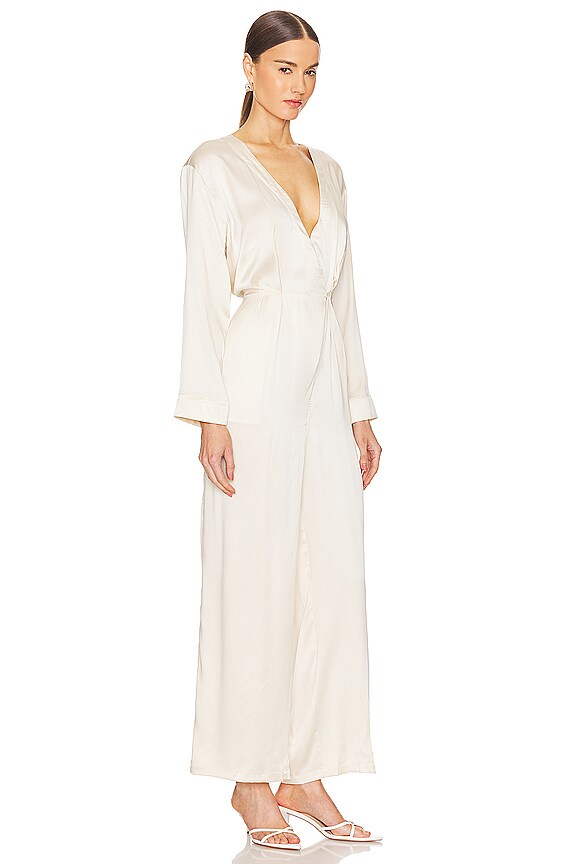 view 2 of 3 Silk Long Sleeve Jumpsuit in White