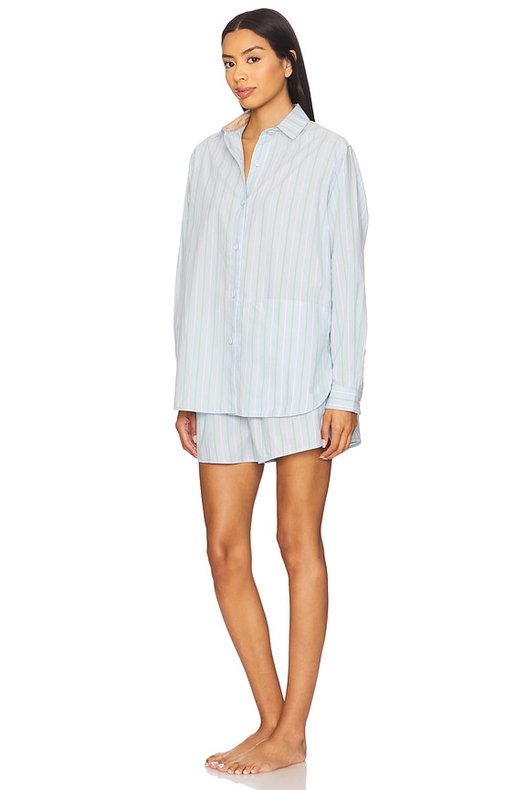 view 2 of 4 Airy Long Sleeve Boxer Set in Azure Stripe