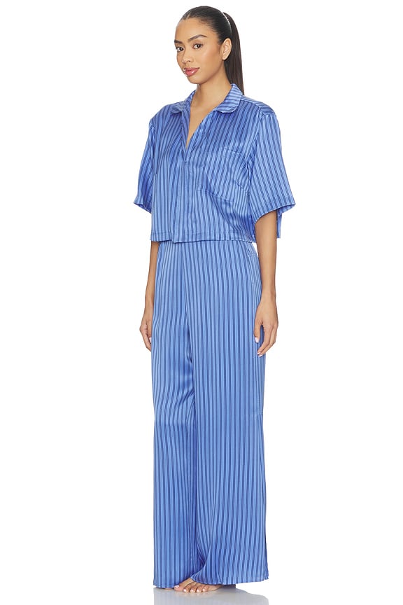 view 2 of 4 Washable Silk High Rise Pajama Set in Coastal Stripe