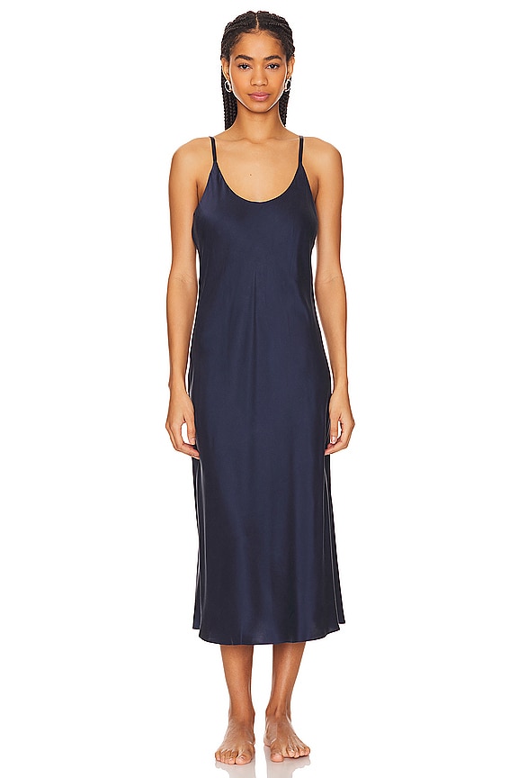 view 2 of 4 VESTIDO LENCERO WASHABLE SILK BIAS in Deep Blue