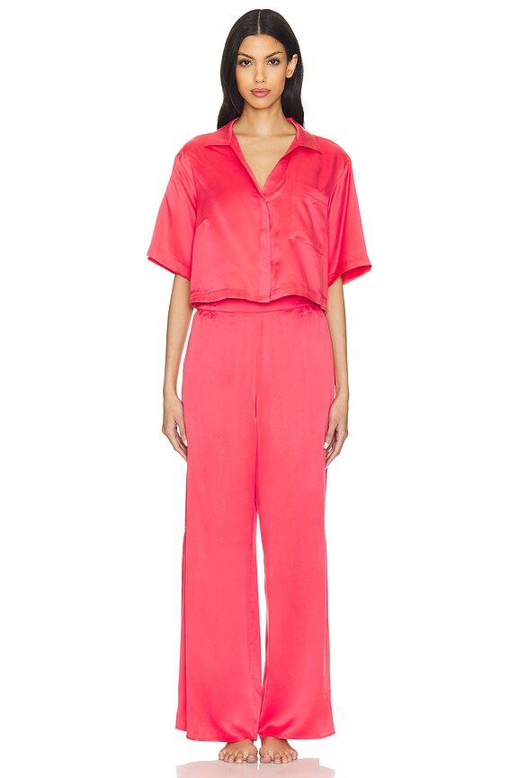 view 2 of 4 Washable Silk High Rise Pant Set in Rapturous Flamingo