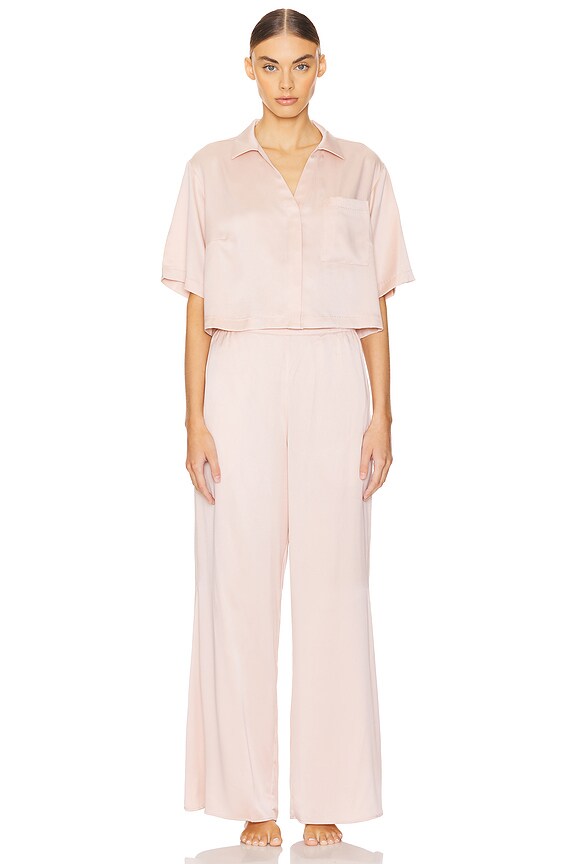 view 2 of 4 WASHABLE SILK 하이라이즈 팬츠 세트 in Delicate Pink